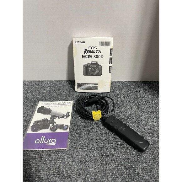 RS-60E3 Remote switch and EOS Rebel Manual, Lens Tissue Paper Combo - Picture 1 of 7